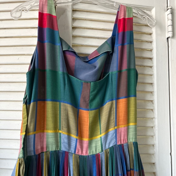 Vintage Handmade Colorful Striped Sleeveless Dress - Picture 3 of 7